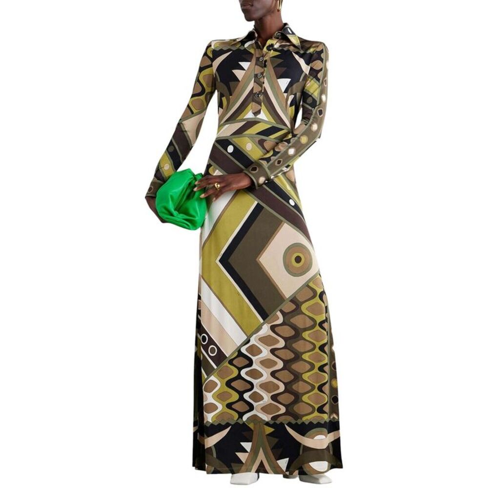 Geometric Patterned Midi Dress - Multicolor
